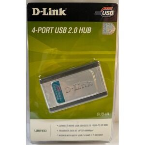 D-Link DUB-H4 4-Port USB 2.0 External Hub High Speed 480Mbps Wired Silver Black